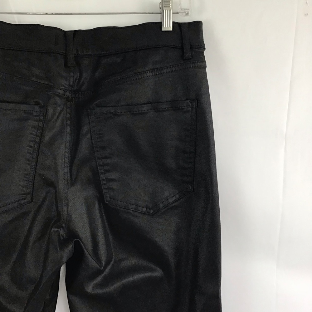EXPRESS WOMEN GOTH BLACK FAUX LEATHER STRAIGHT ANKLE HIGH RISE PANTS SIZE 12S - Picture 4 of 9